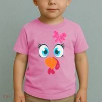 Cute Thanksgiving Turkey Girl Face Bow Tie Toddler T-Shirt thumb 2