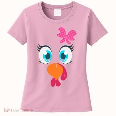 Cute Thanksgiving Turkey Girl Face Bow Tie Women's T-Shirt