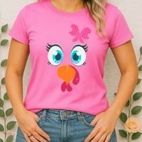 Cute Thanksgiving Turkey Girl Face Bow Tie Women's T-Shirt thumb 2