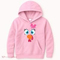 Cute Thanksgiving Turkey Girl Face Bow Tie Kids Hoodie thumb 0