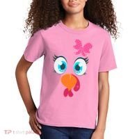 Cute Thanksgiving Turkey Girl Face Bow Tie Kids T-Shirt thumb 2