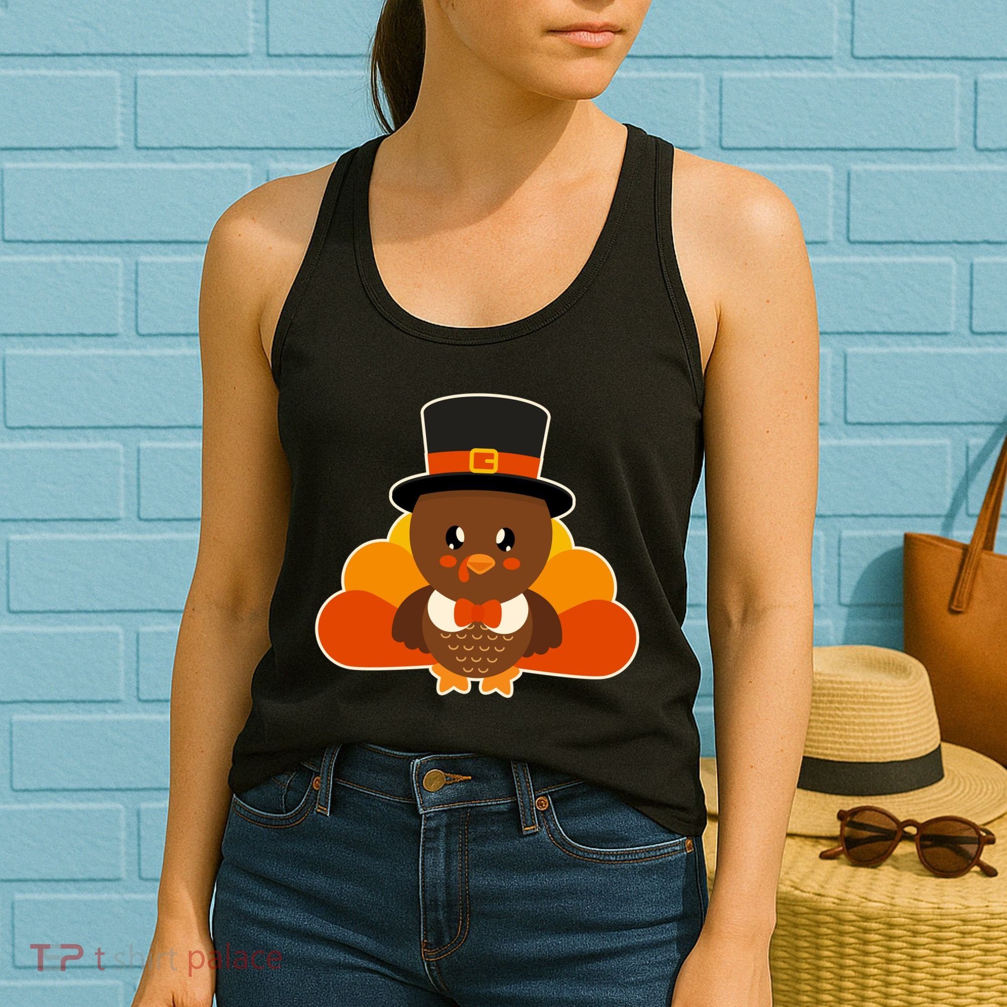 Cute Thanksgiving Turkey Little Boy Women's Tank Top