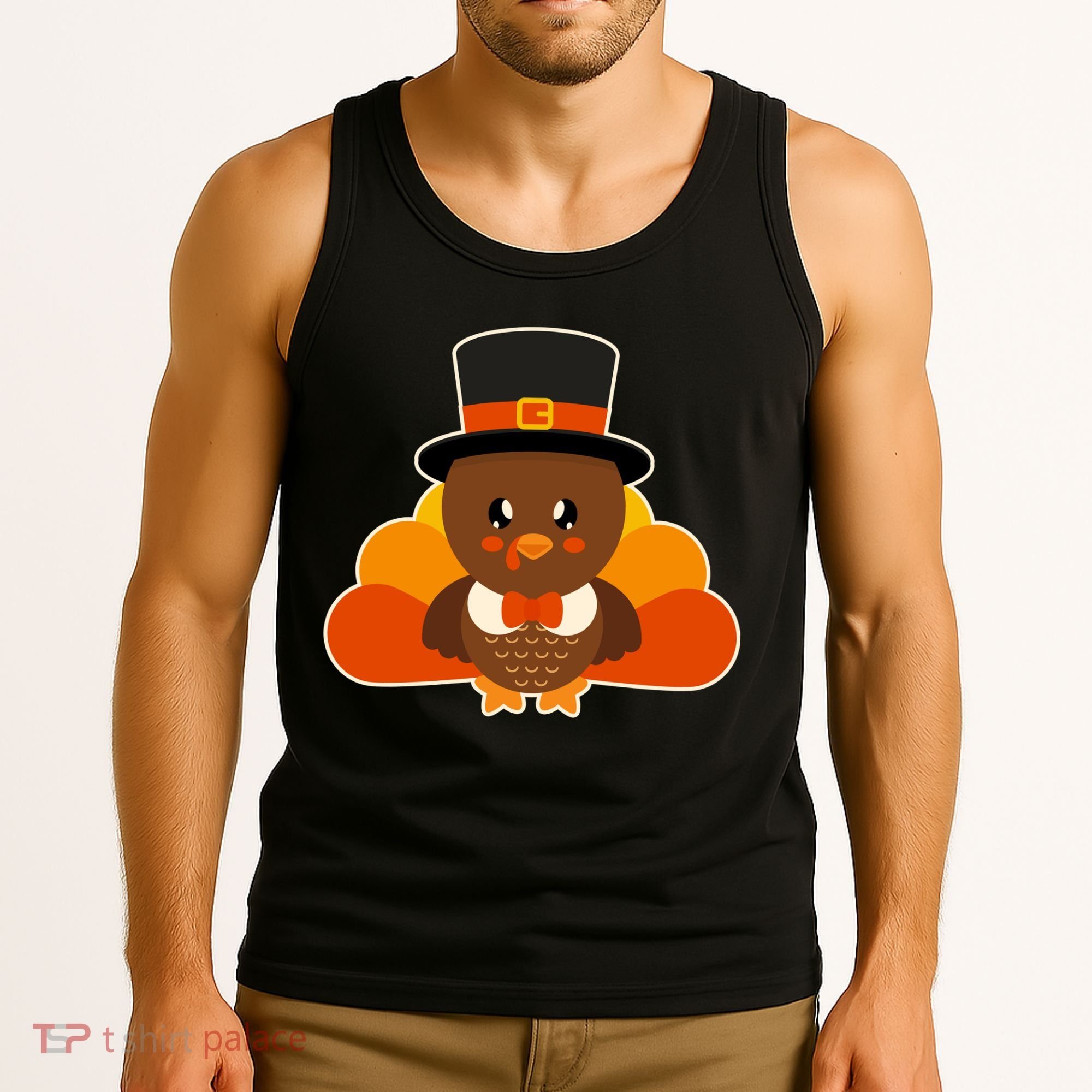 Cute Thanksgiving Turkey Little Boy Tank Top