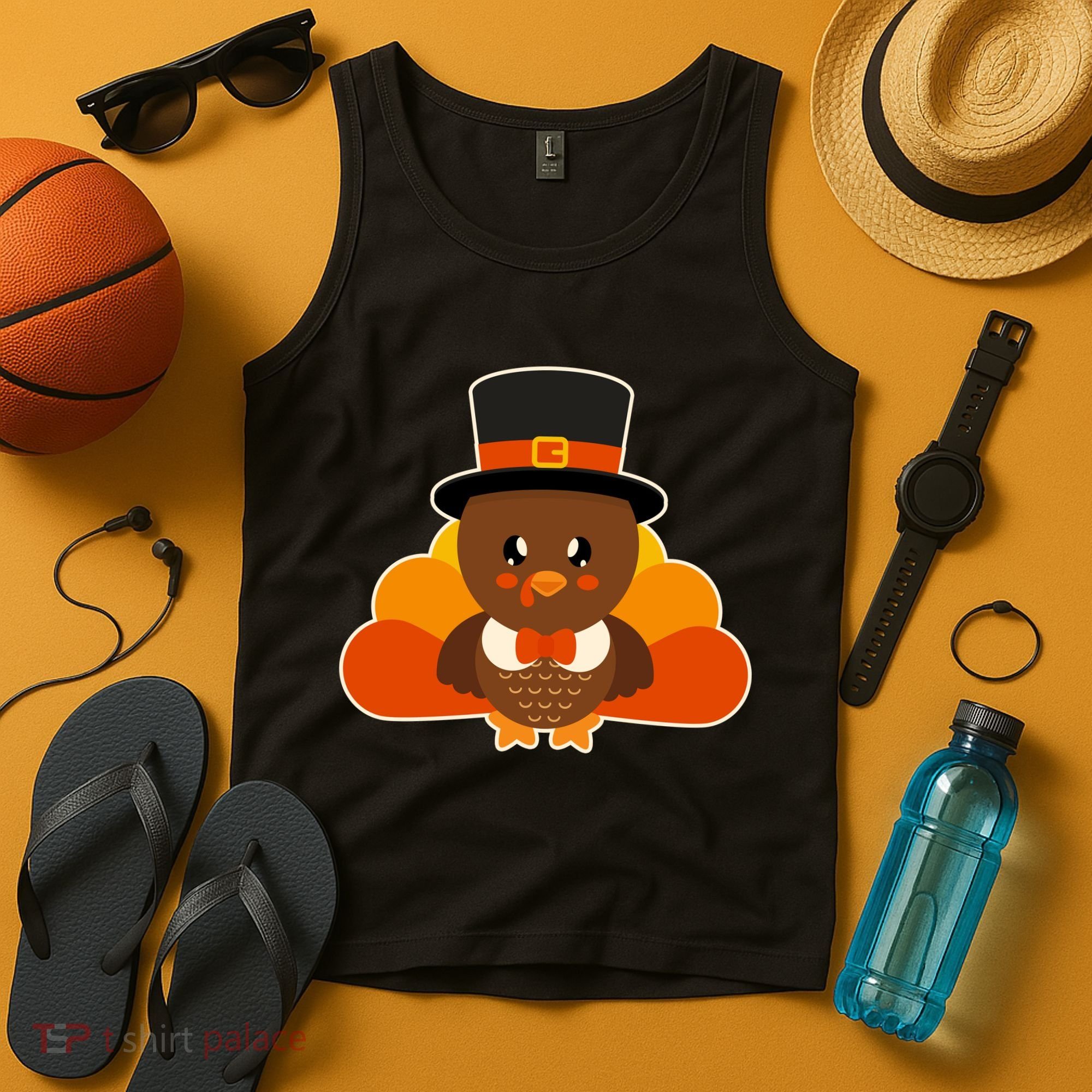 Cute Thanksgiving Turkey Little Boy Tank Top