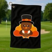 Cute Thanksgiving Turkey Little Boy Golf Towel thumb 1