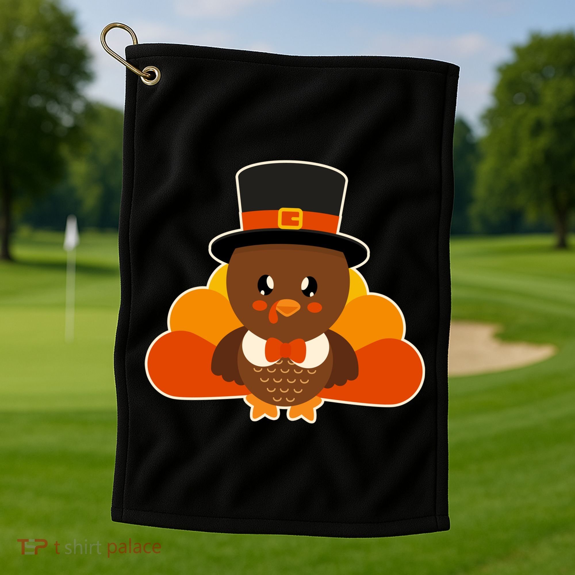 Cute Thanksgiving Turkey Little Boy Golf Towel