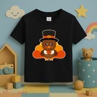 Cute Thanksgiving Turkey Little Boy Toddler T-Shirt thumb 3