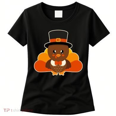 Cute Thanksgiving Turkey Little Boy Women's T-Shirt
