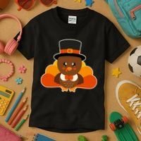 Cute Thanksgiving Turkey Little Boy Kids T-Shirt thumb 3