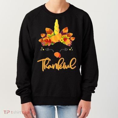 Cute Thanksgiving Unicorn Thankful Turkey Women's Sweatshirt