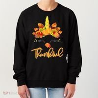 Cute Thanksgiving Unicorn Thankful Turkey Women's Sweatshirt thumb 0
