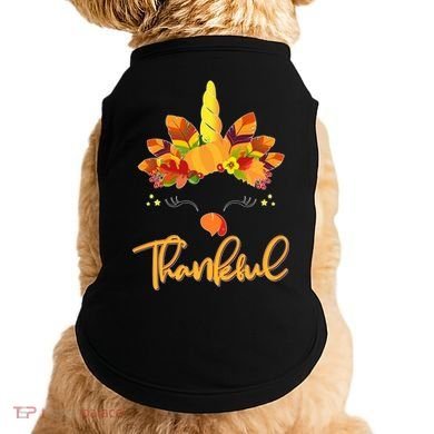 Cute Thanksgiving Unicorn Thankful Turkey Doggie Tank