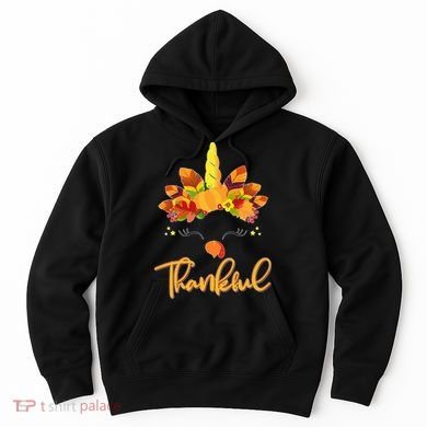 Cute Thanksgiving Unicorn Thankful Turkey Hoodie