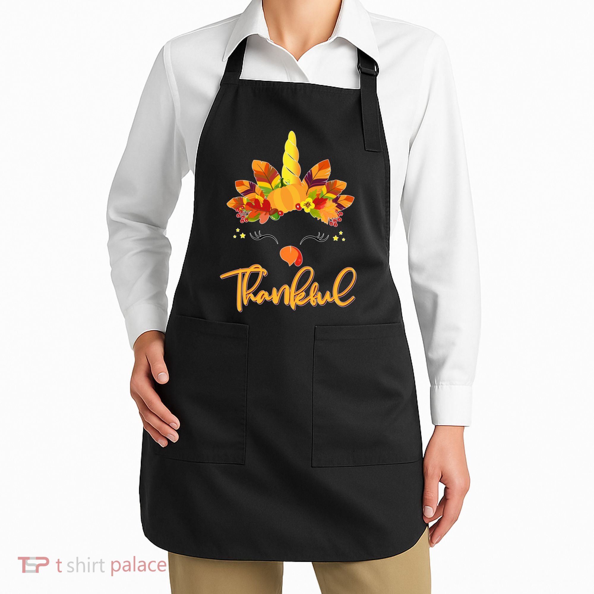 Cute Thanksgiving Unicorn Thankful Turkey Apron