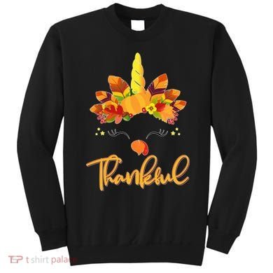 Cute Thanksgiving Unicorn Thankful Turkey Sweatshirt