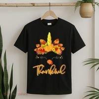 Cute Thanksgiving Unicorn Thankful Turkey T-Shirt thumb 2