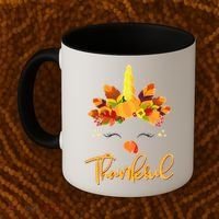 Cute Thanksgiving Unicorn Thankful Turkey Coffee Mug thumb 2