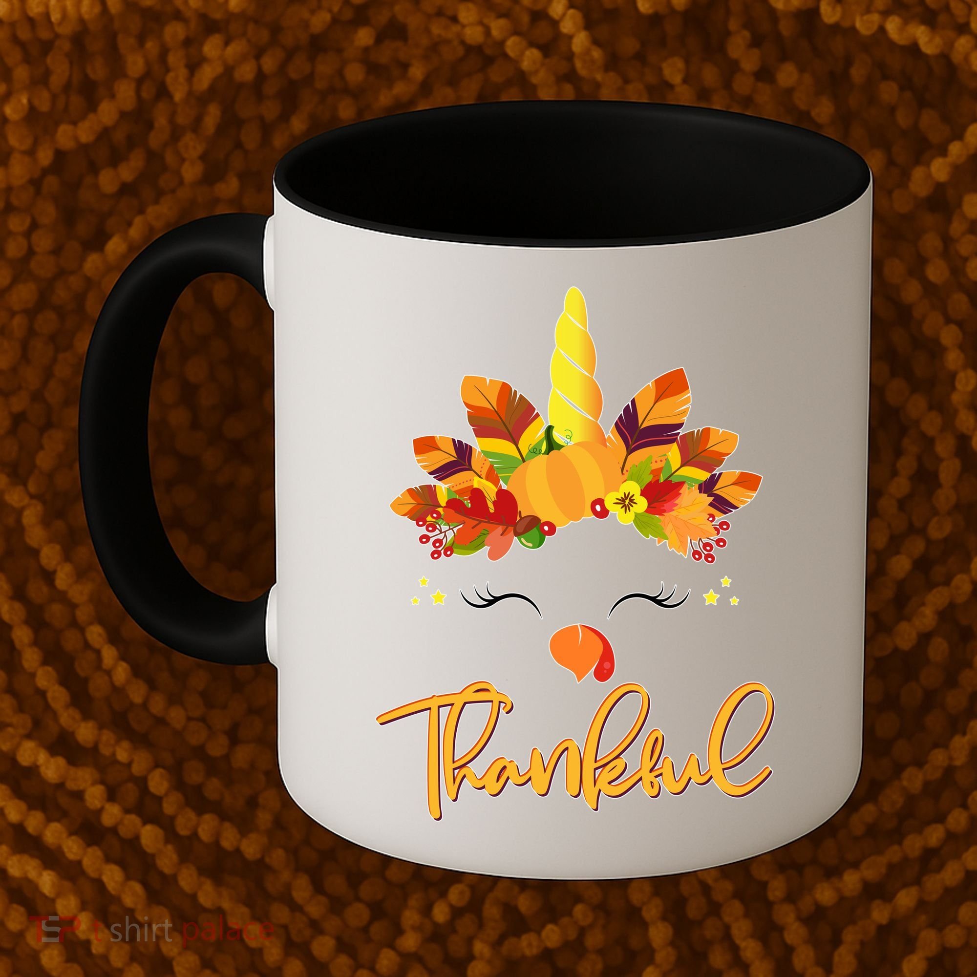 Cute Thanksgiving Unicorn Thankful Turkey Coffee Mug