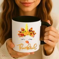 Cute Thanksgiving Unicorn Thankful Turkey Coffee Mug thumb 3