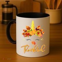 Cute Thanksgiving Unicorn Thankful Turkey Coffee Mug thumb 4