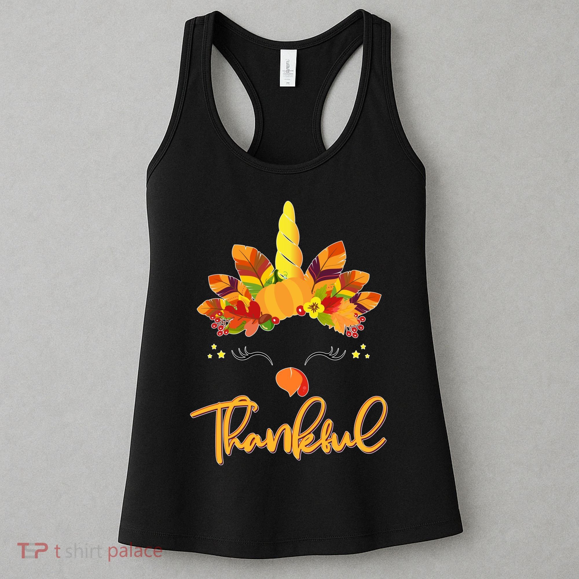 Cute Thanksgiving Unicorn Thankful Turkey Women's Tank Top