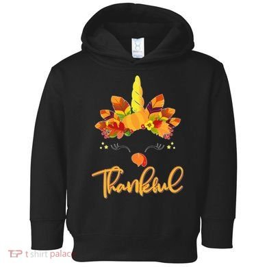 Cute Thanksgiving Unicorn Thankful Turkey Toddler Hoodie