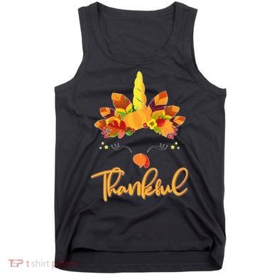 Cute Thanksgiving Unicorn Thankful Turkey Tank Top