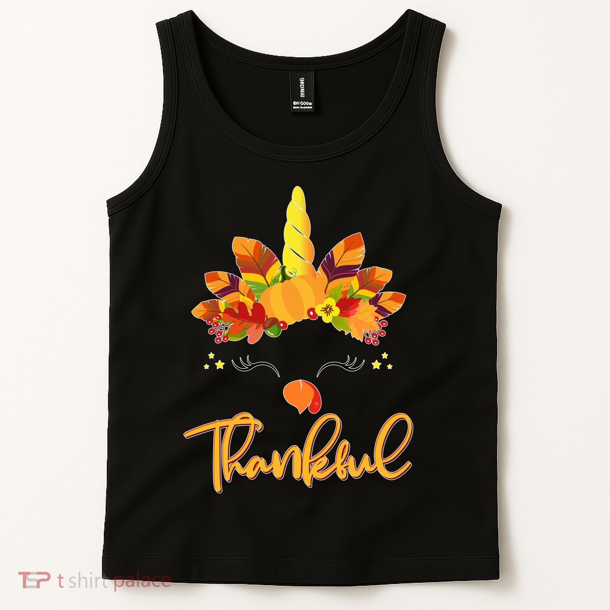 Cute Thanksgiving Unicorn Thankful Turkey Tank Top