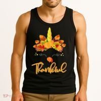 Cute Thanksgiving Unicorn Thankful Turkey Tank Top thumb 3