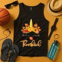 Cute Thanksgiving Unicorn Thankful Turkey Tank Top thumb 4