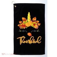 Cute Thanksgiving Unicorn Thankful Turkey Golf Towel thumb 0