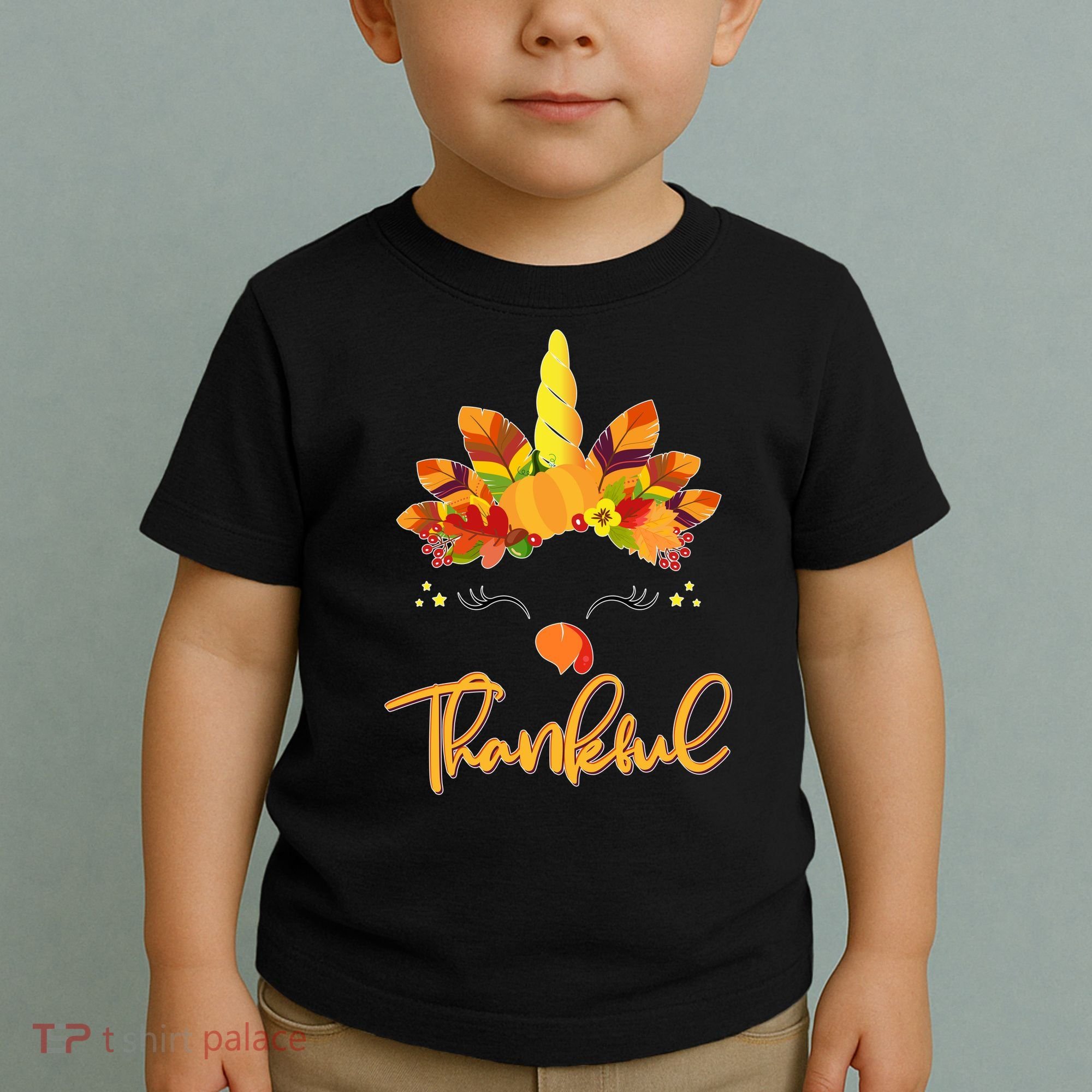 Cute Thanksgiving Unicorn Thankful Turkey Toddler T-Shirt