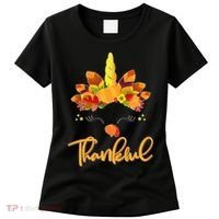 Cute Thanksgiving Unicorn Thankful Turkey Women's T-Shirt thumb 0