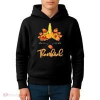 Cute Thanksgiving Unicorn Thankful Turkey Kids Hoodie thumb 4