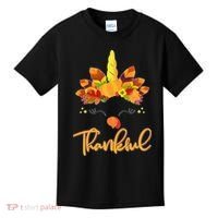 Cute Thanksgiving Unicorn Thankful Turkey Kids T-Shirt thumb 0