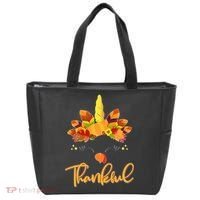 Cute Thanksgiving Unicorn Thankful Turkey Tote Bag thumb 0
