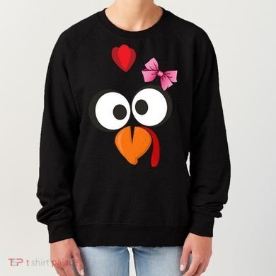 Cute Turkey Face Pink Bow Tie  Women's Sweatshirt