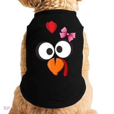 Cute Turkey Face Pink Bow Tie  Doggie Tank