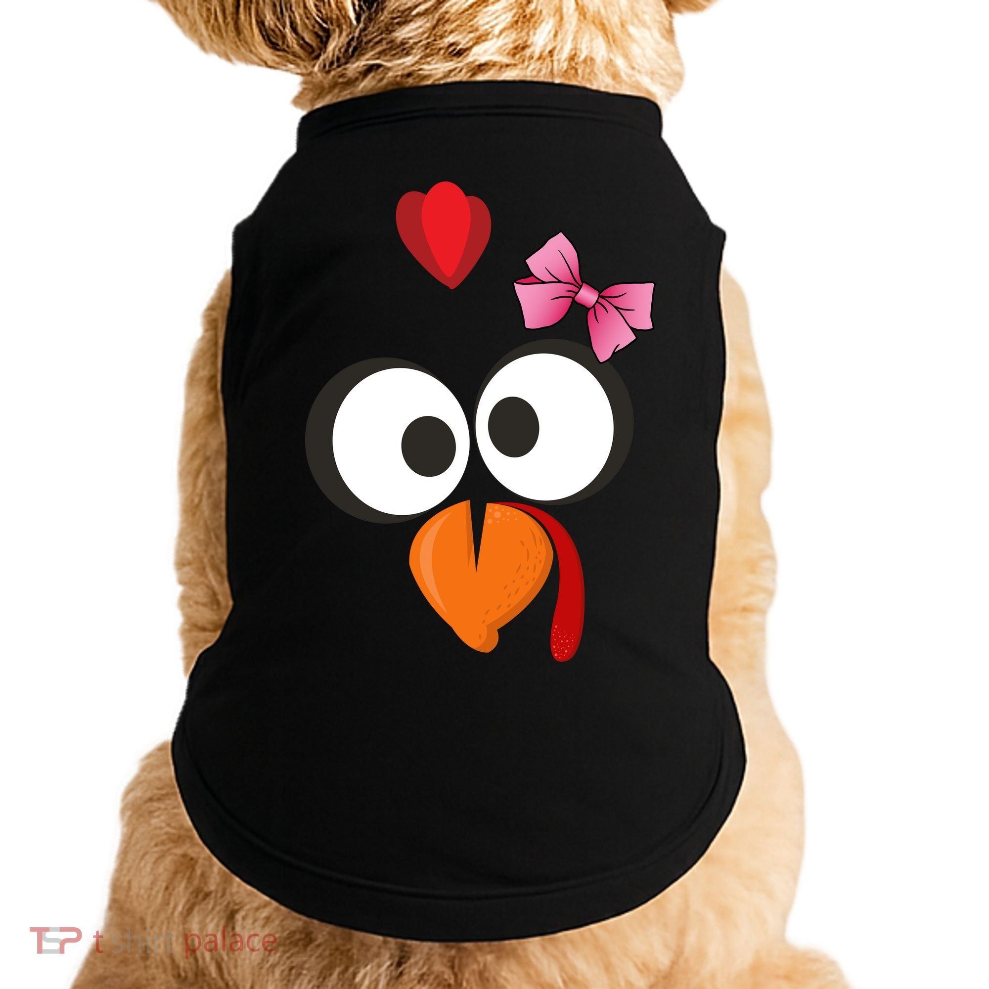 Cute Turkey Face Pink Bow Tie  Doggie Tank