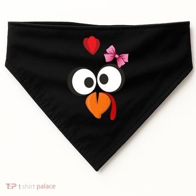 Cute Turkey Face Pink Bow Tie  USA-Made Doggie Bandana