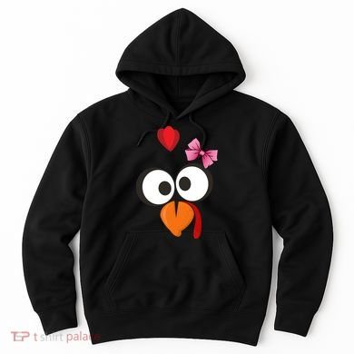 Cute Turkey Face Pink Bow Tie  Hoodie