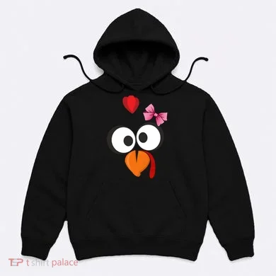 Cute Turkey Face Pink Bow Tie  Hoodie