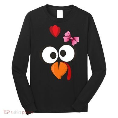 Cute Turkey Face Pink Bow Tie  Long Sleeve Shirt