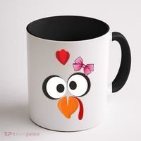 Cute Turkey Face Pink Bow Tie  Coffee Mug thumb 1