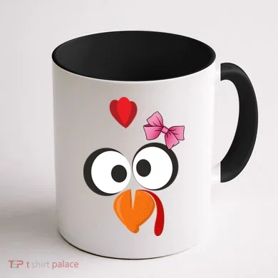 Cute Turkey Face Pink Bow Tie  Coffee Mug back