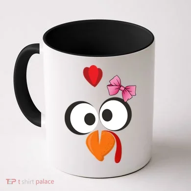 Cute Turkey Face Pink Bow Tie  Coffee Mug