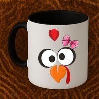 Cute Turkey Face Pink Bow Tie  Coffee Mug thumb 2