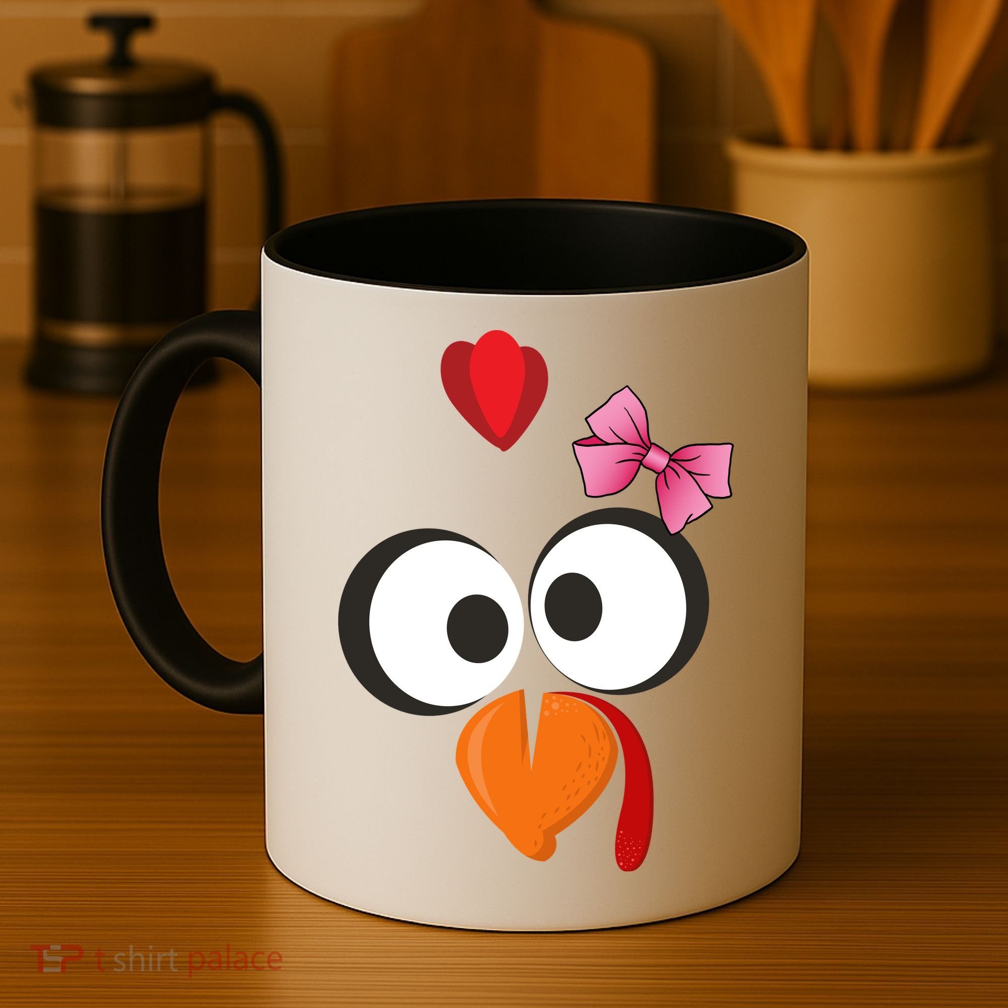 Cute Turkey Face Pink Bow Tie  Coffee Mug
