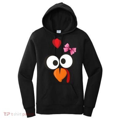Cute Turkey Face Pink Bow Tie  Women's Hoodie