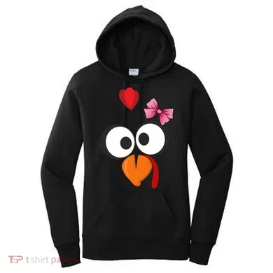 Cute Turkey Face Pink Bow Tie  Women's Hoodie